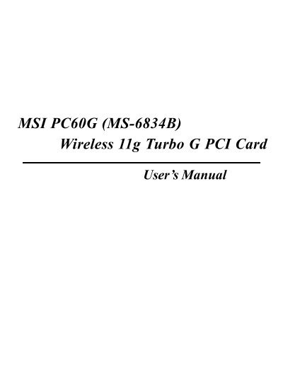 msi pc60g wireless 11g turbo g pci card driver xp